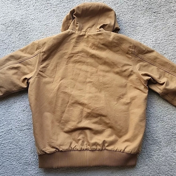 Vintage Carhartt J130M Active Jacket Men Large Tan Work Hoodie Quilt Lined Duck - Picture 3 of 16